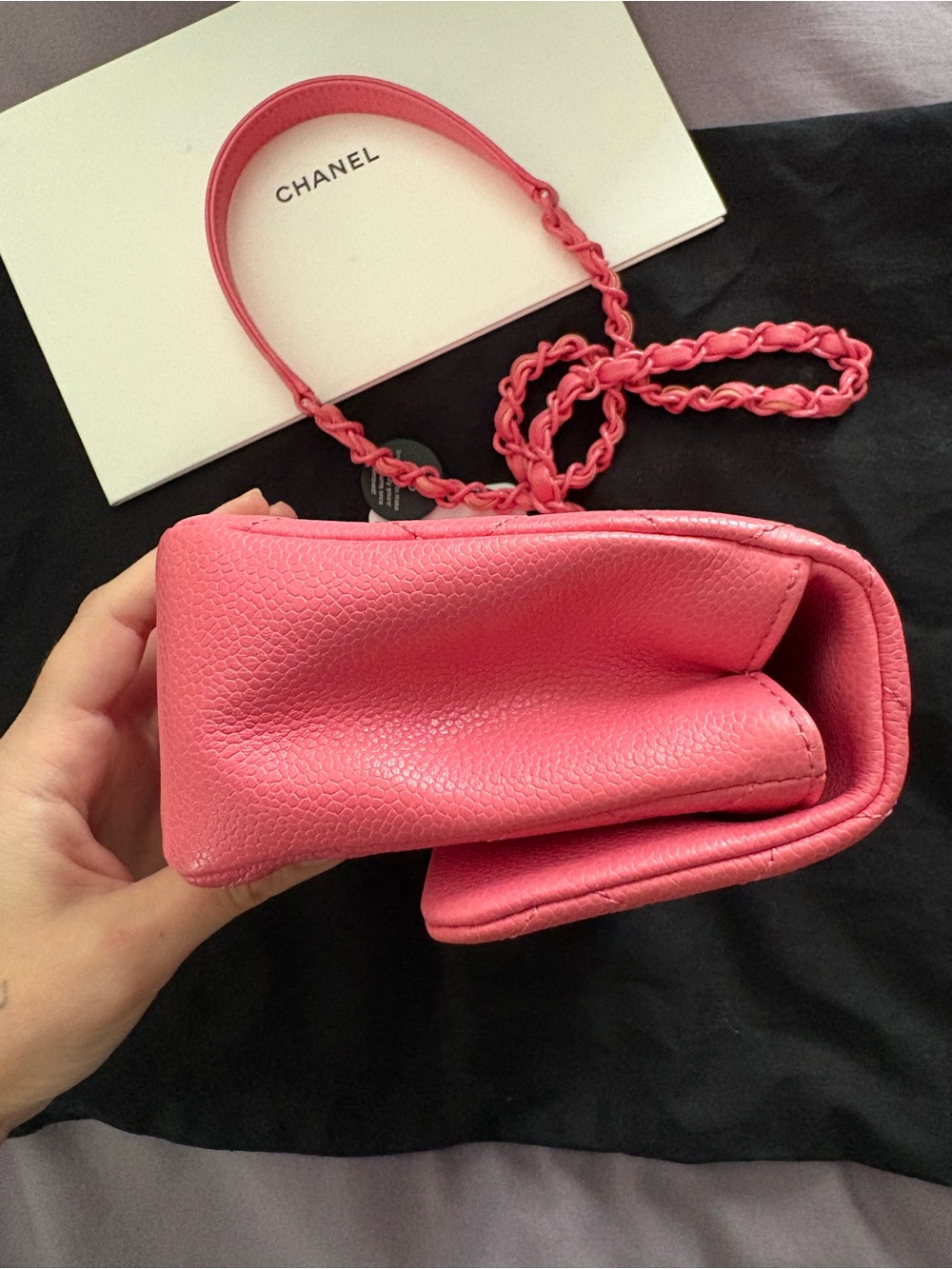 CHANEL Caviar Quilted Mini Incognito Square Flap Pink GUC - Picture 7 of 13